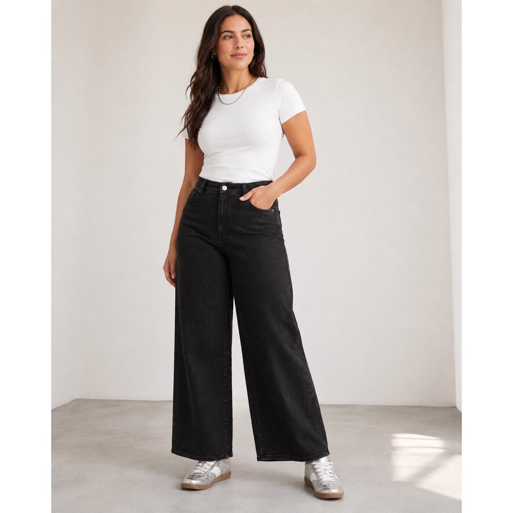 Universal Thread Sailor Wide Leg Jeans Womens 18 Black High Rise Minimalist NWT